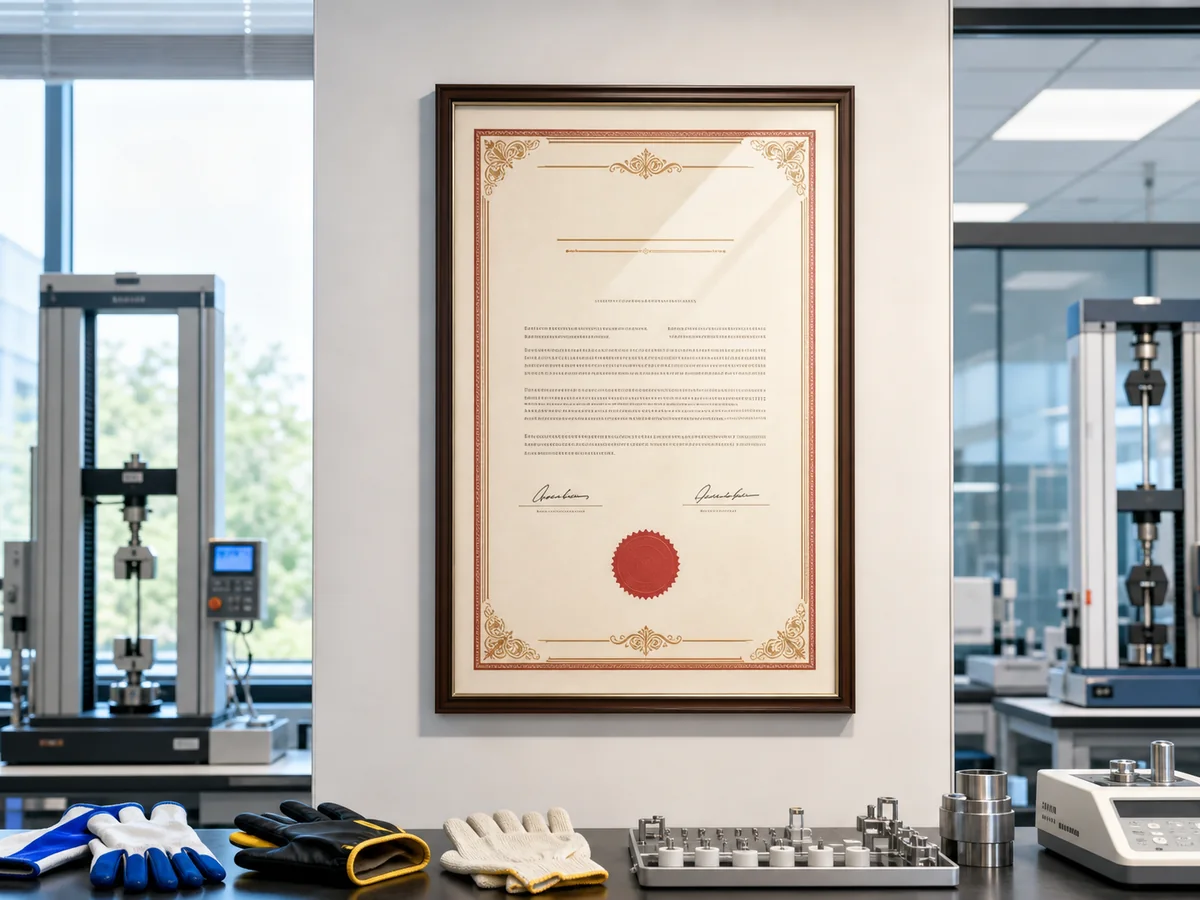 Demonstration high-technology enterprise qualification displayed in a testing laboratory