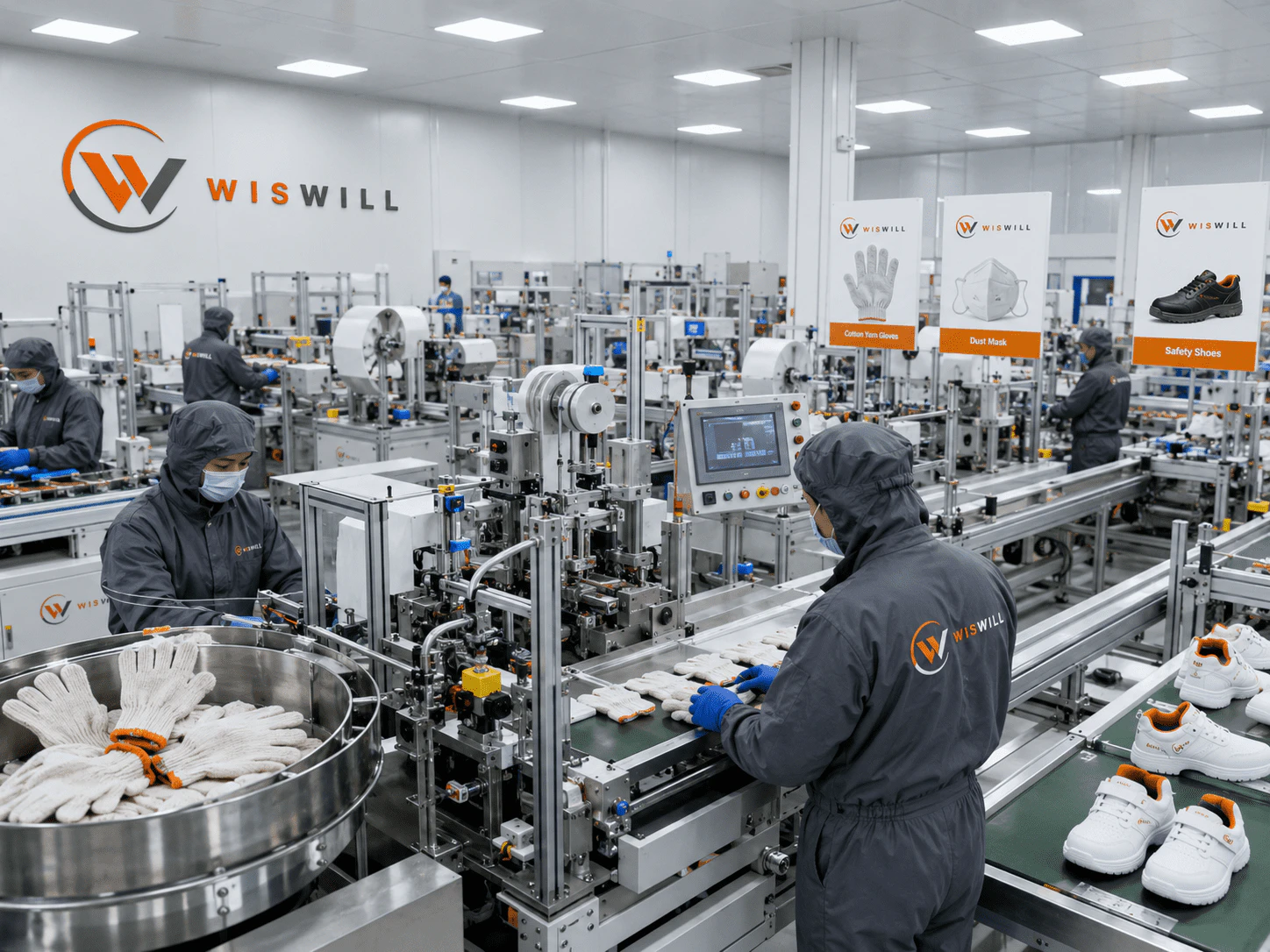 Automated WISWILL PPE production floor