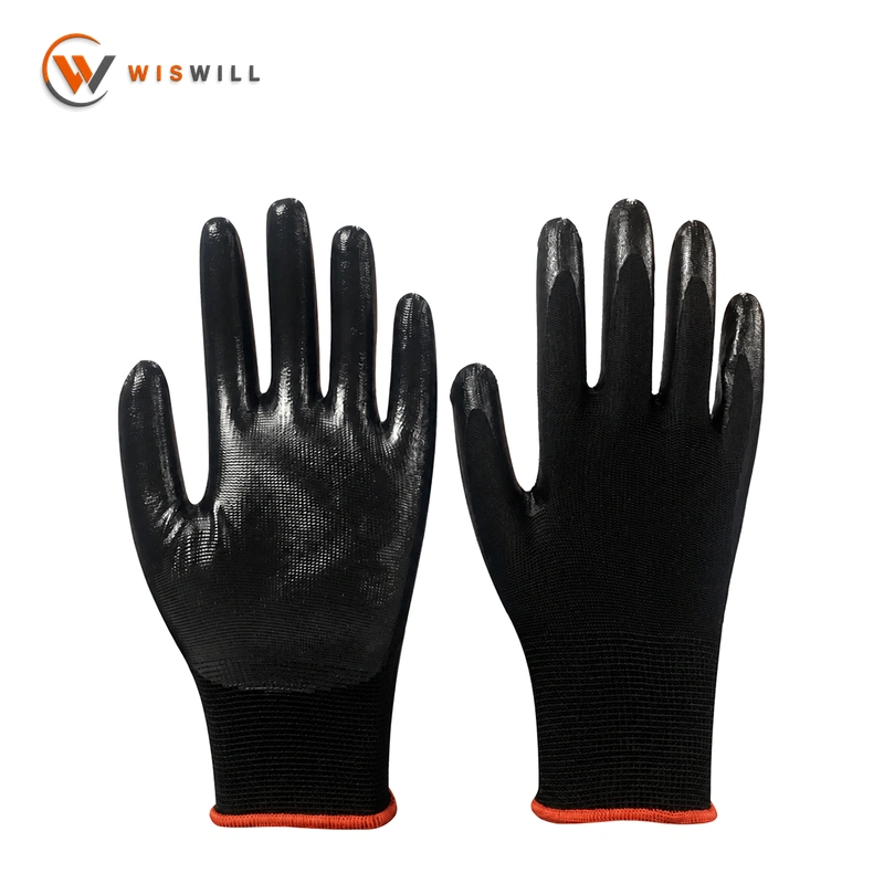13gauge black poly black nitrile coated gloves