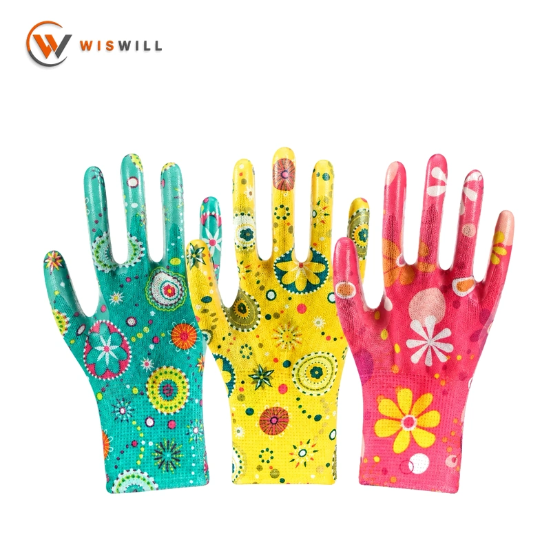 13gauge garden sunflower poly nitrile coated gloves