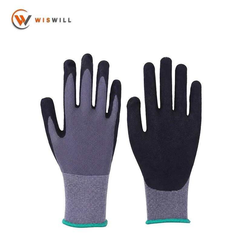 15gauge grey spandes nitrile frosted coating gloves