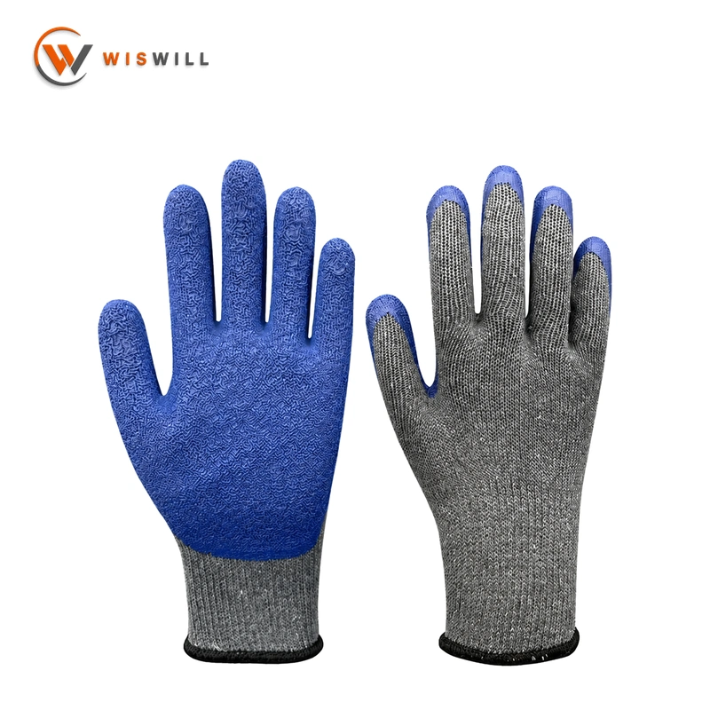 13 gauge grey yarn cotton knit gloves