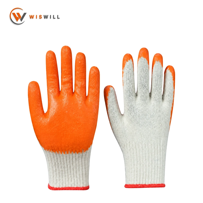 13 gauge white yarn orange flat rubber gloves