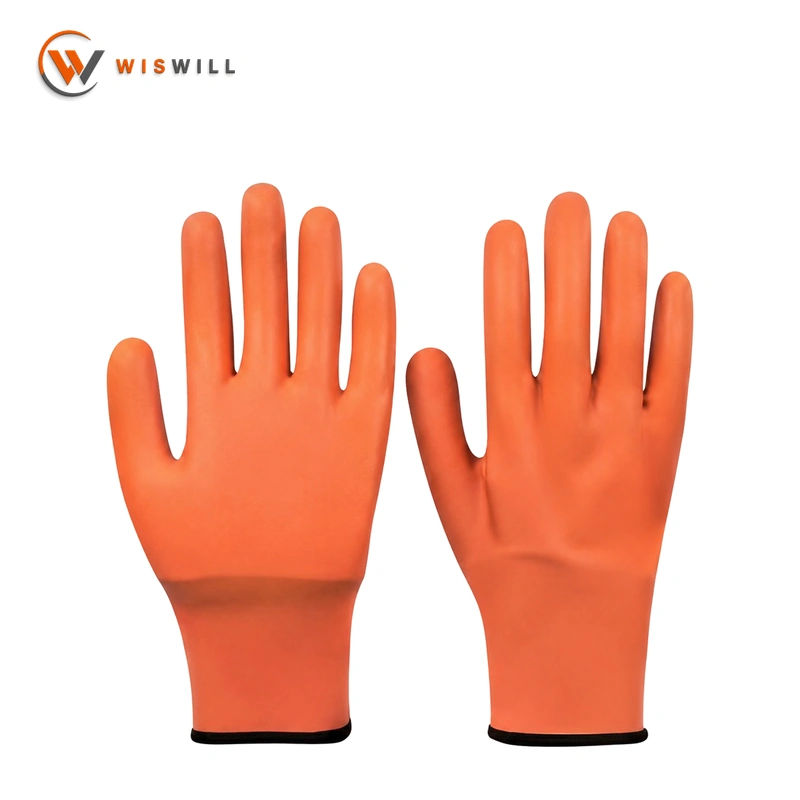 13gauge orange poly orange PVC coated gloves