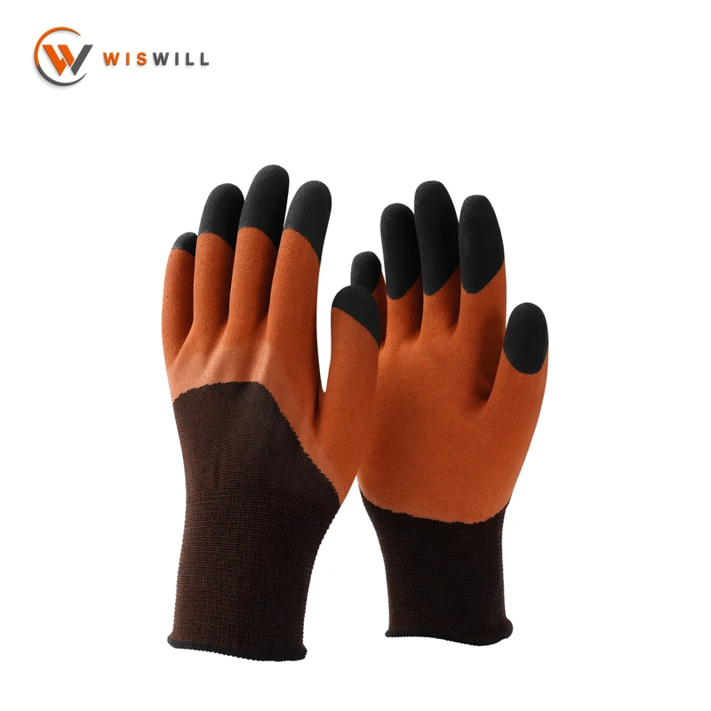 13gauge brown and Khaki foamed reinforced finger coated glves