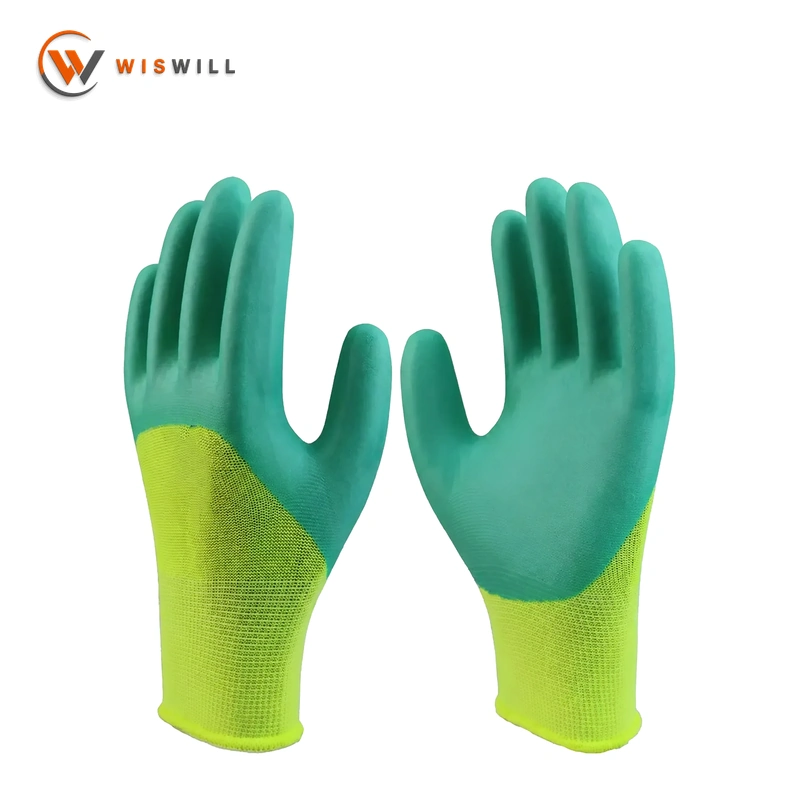 13gauge Green foamed reinforced finger coated glves