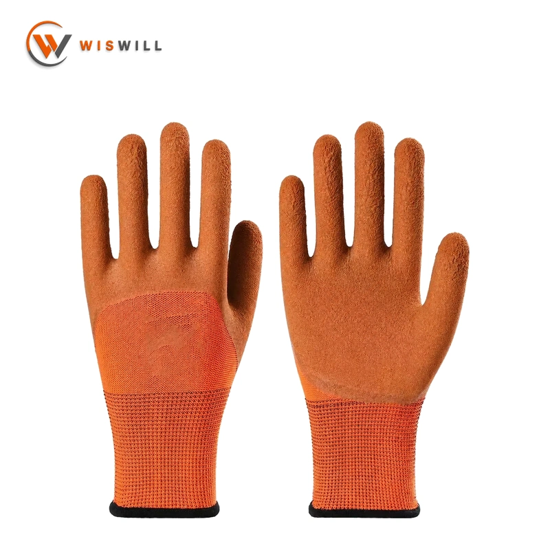 13gauge orange foamed coated gloves