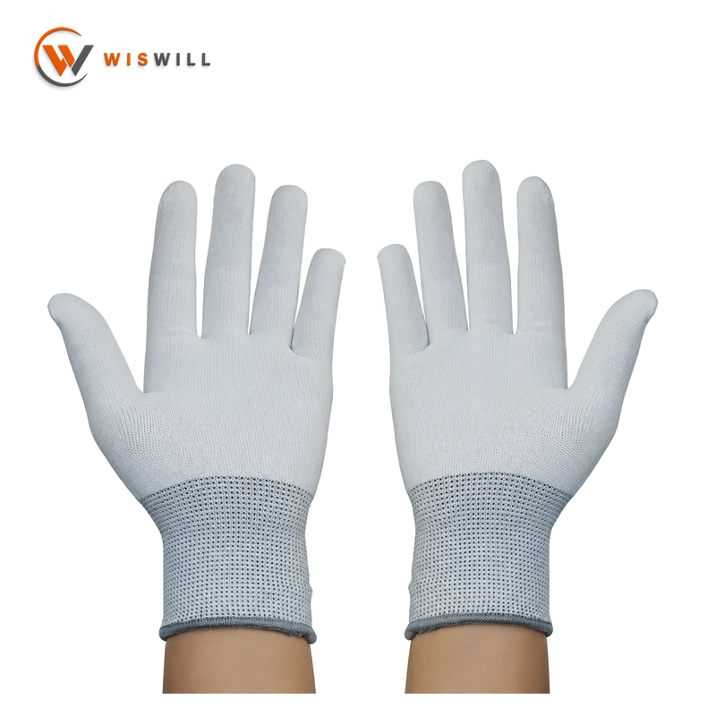 13 gauge white PU coated gloves
