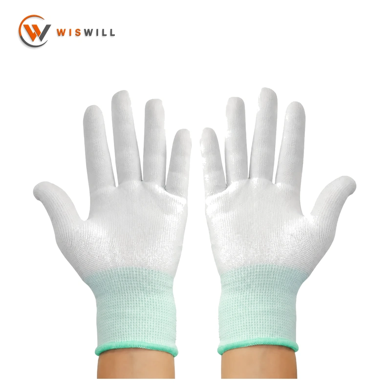 13 gauge white PU coated gloves