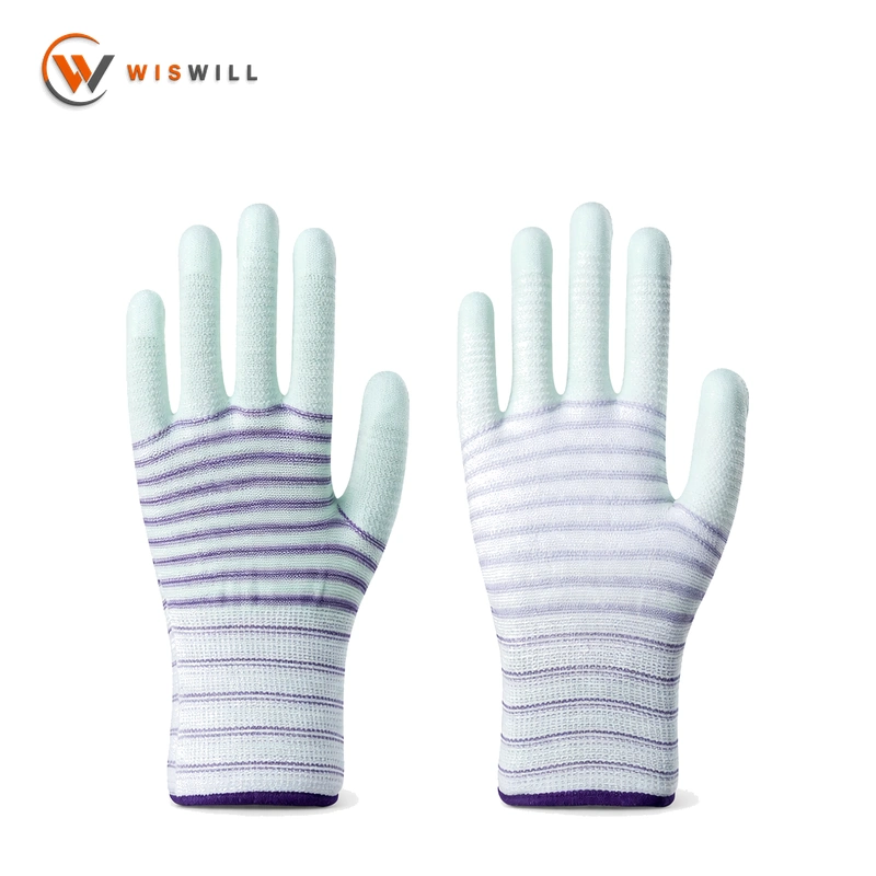 13 gauge white PU coated gloves