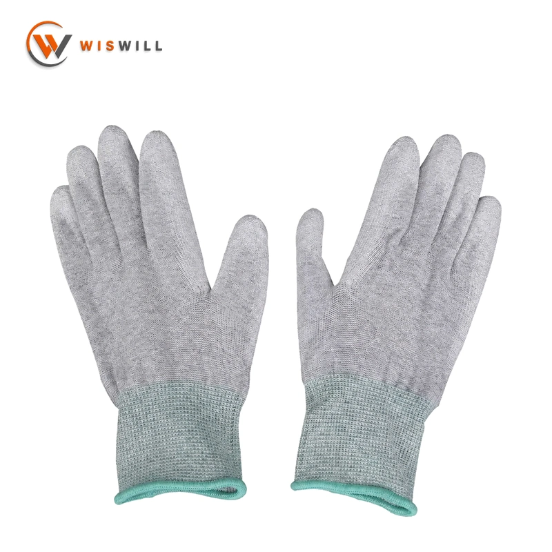 13 gauge Carbon fiber gray PU-coated gloves