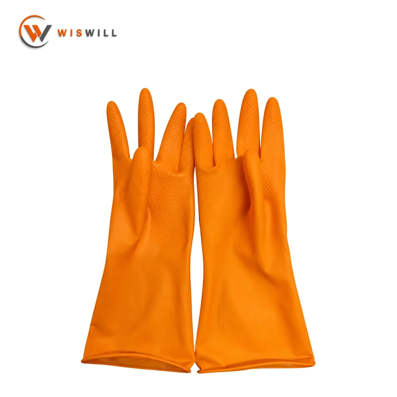 Orange latex gloves, 31CM