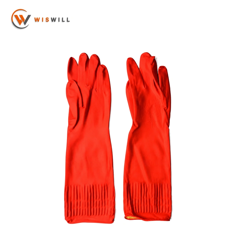 Red latex gloves, 42CM