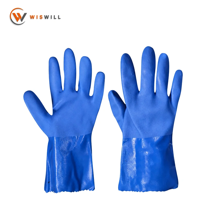 Blue PVC gloves，27CM