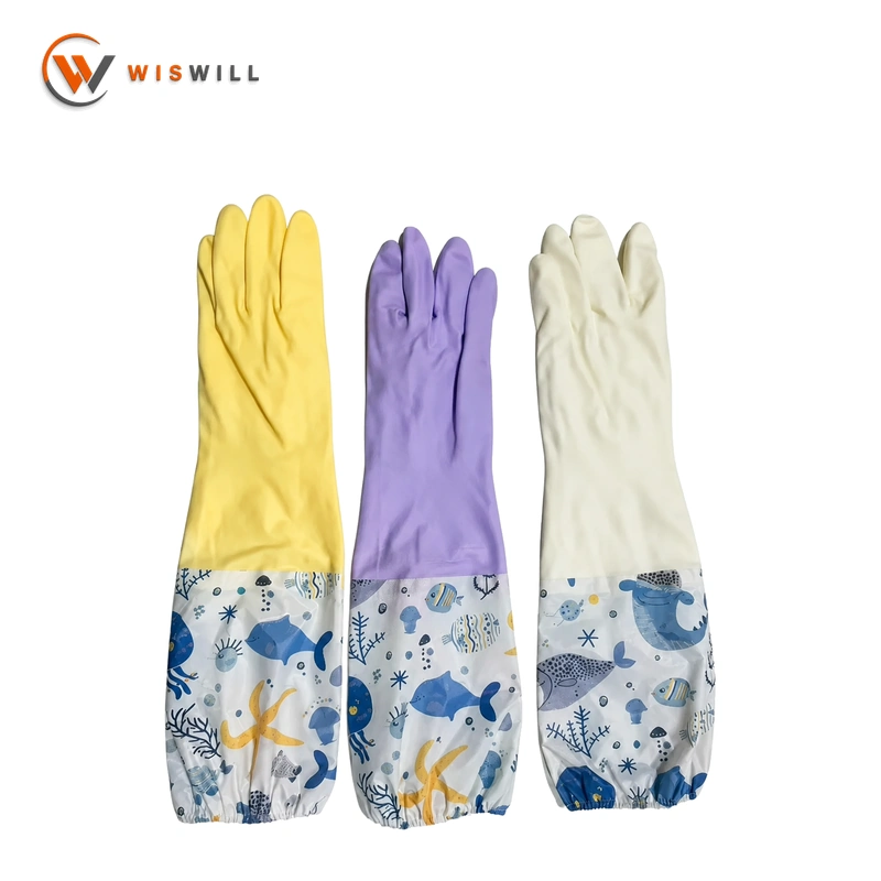 PVC hand gloves without fleece,42CM