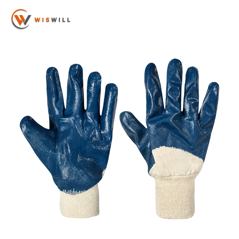 Locking canvas with velvet lining, 3/4 coated with blue Nitrile gloves