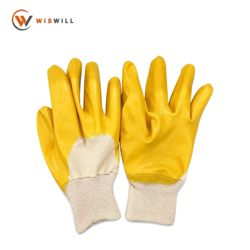 Locking canvas with velvet lining, 3/4 coated with Yellow Nitrile gloves
