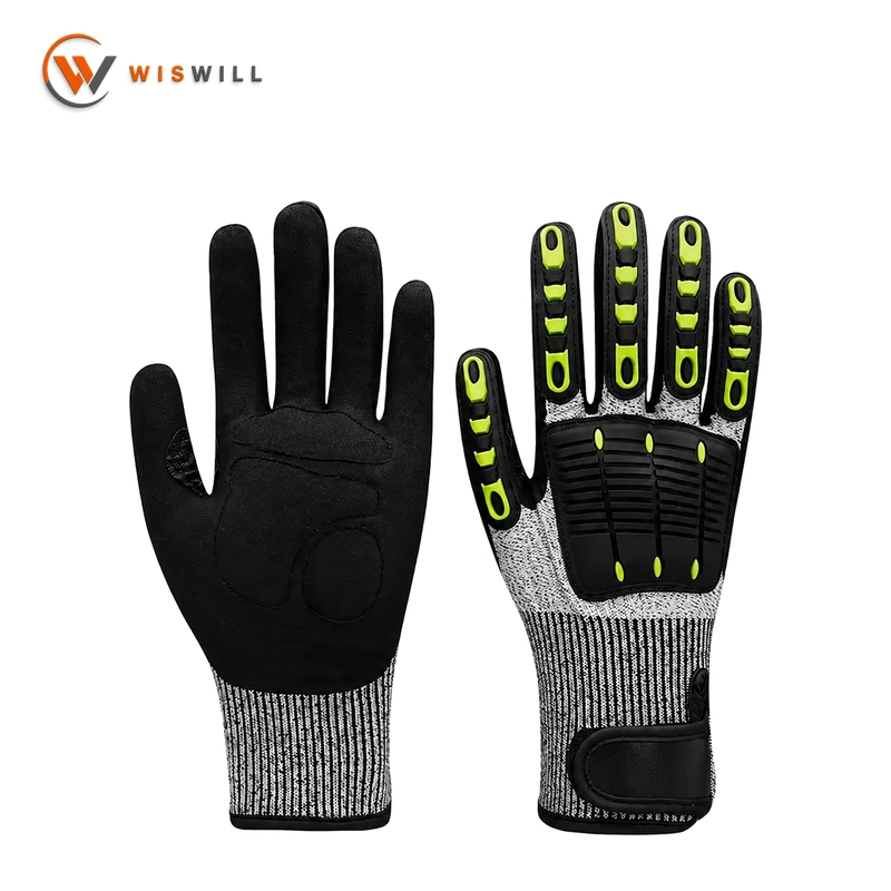 13 G grey HPPE black latex coated sanding TPR gloves