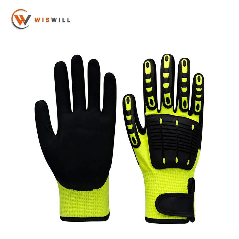 13 G Green HPPE black latex coated sanding TPR gloves