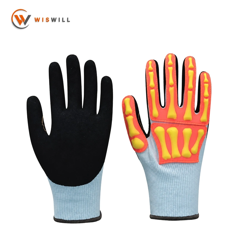 13 G Grey HPPE black latex coated sanding TPR gloves