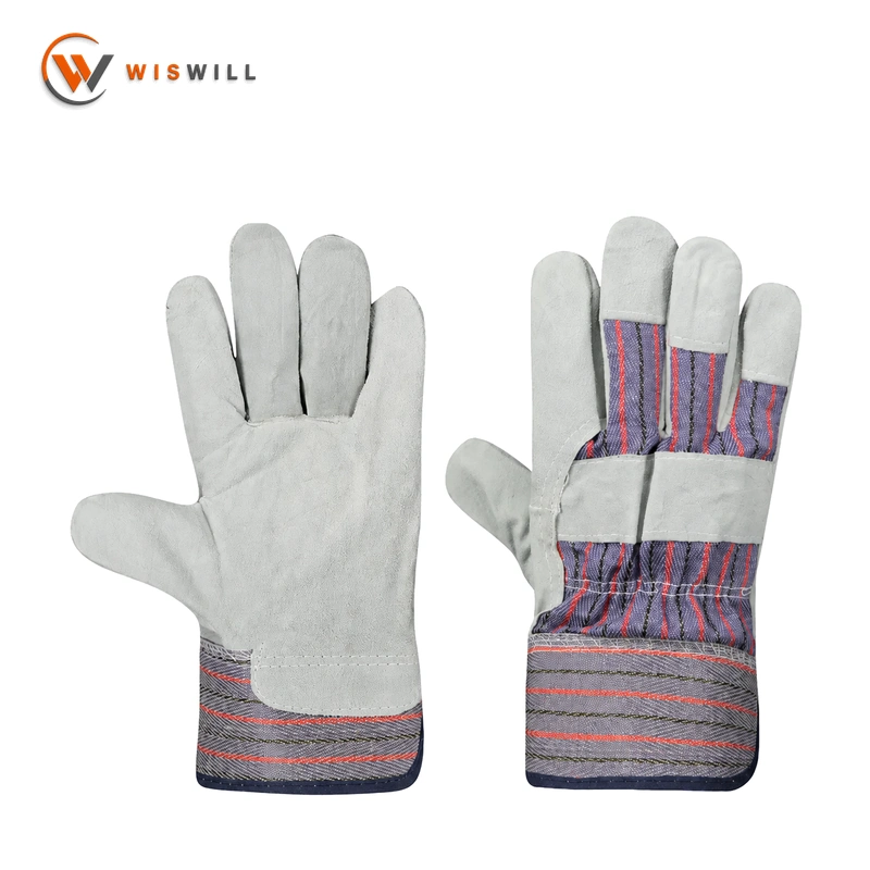 Cowhide purple spliced welding gloves