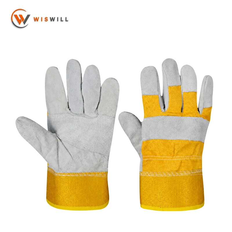 Cowhide yellow spliced welding gloves