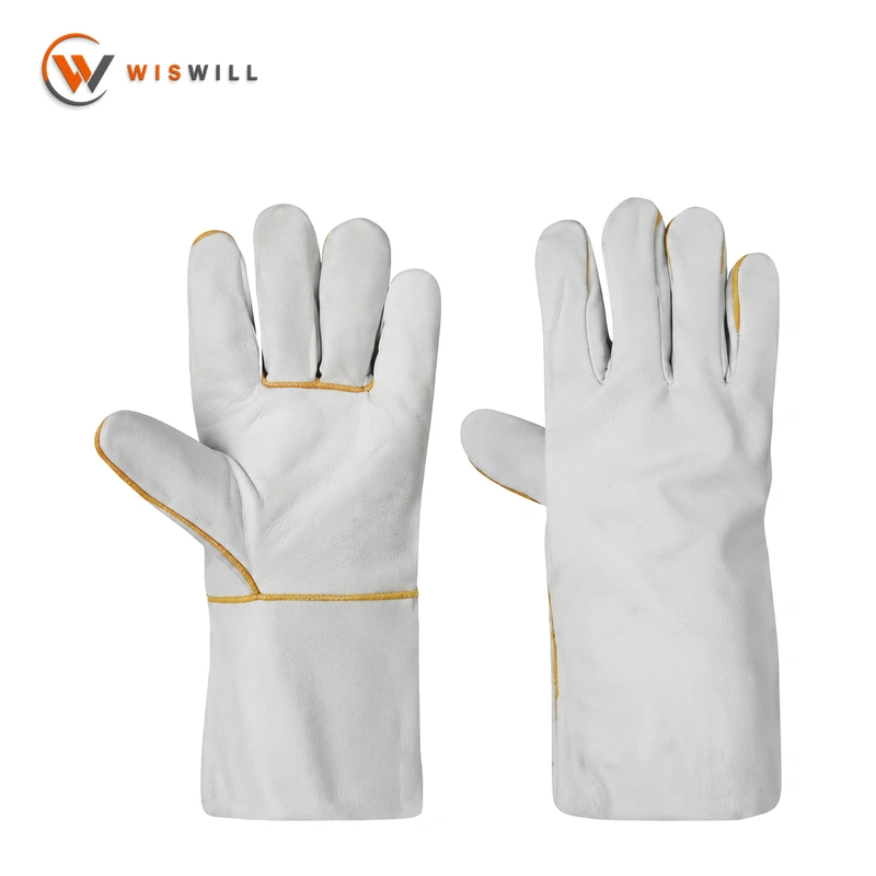 14 inch white sheepskin gloves