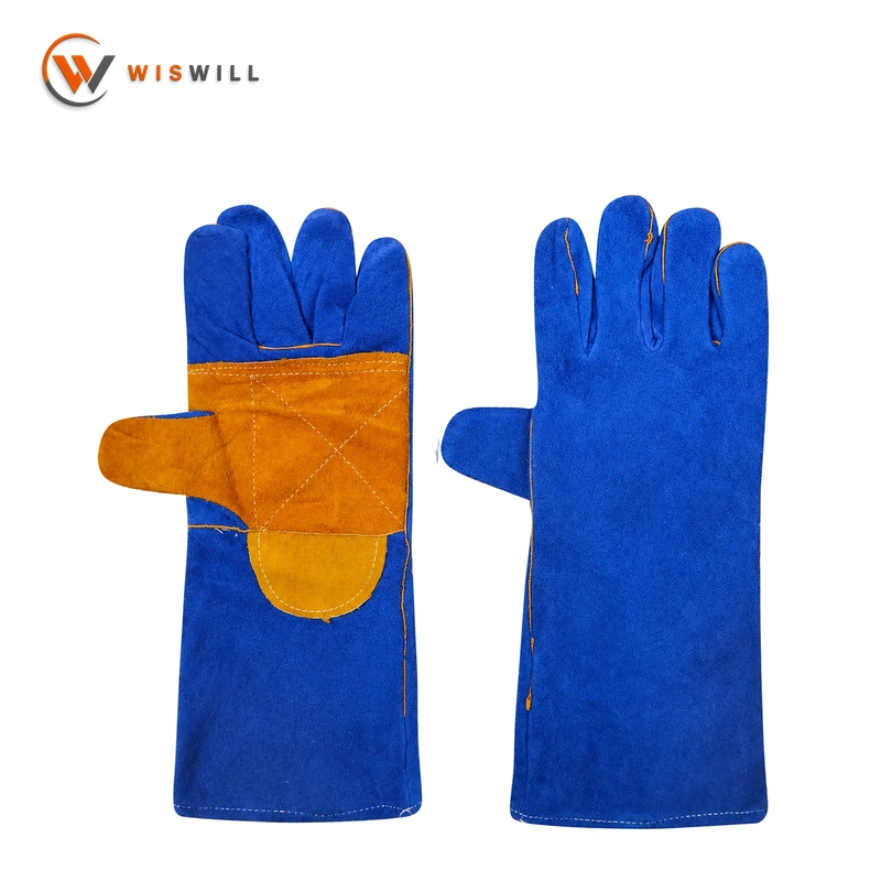 13 inch blue cowhide gloves