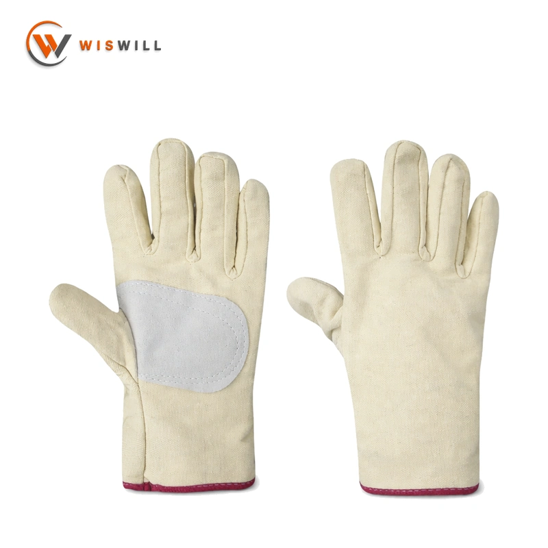 Double-layer thick leather-textured twill canvas gloves