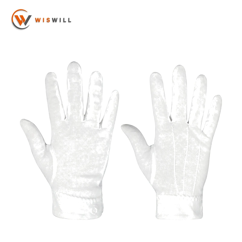 28 Gauge White Cotton Ceremonial Gloves with Three Ribs and Buckle