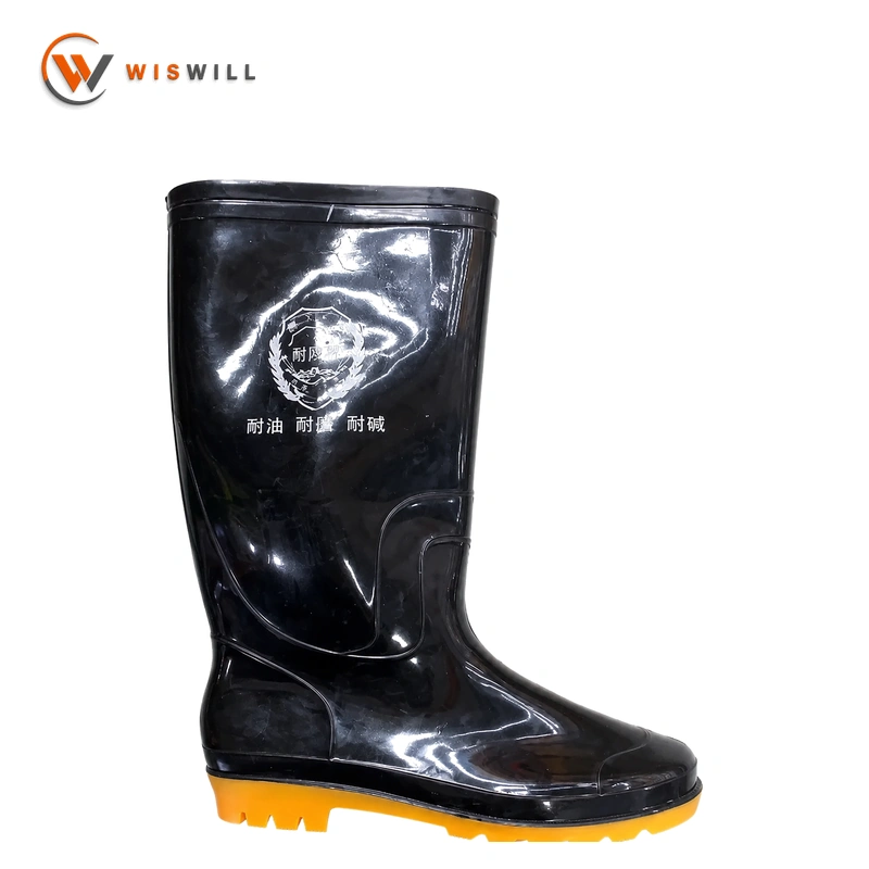 Shiny Black Upper with Yellow Sole Rain Boots