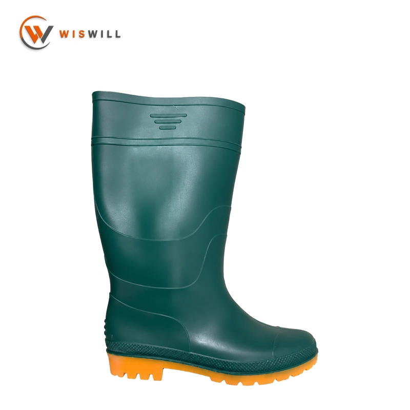 Shiny Green Upper with Yellow Sole Rain Boots