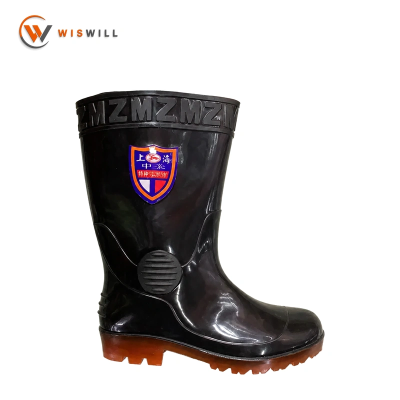 Shiny Black Upper with Black Sole Rain Boots