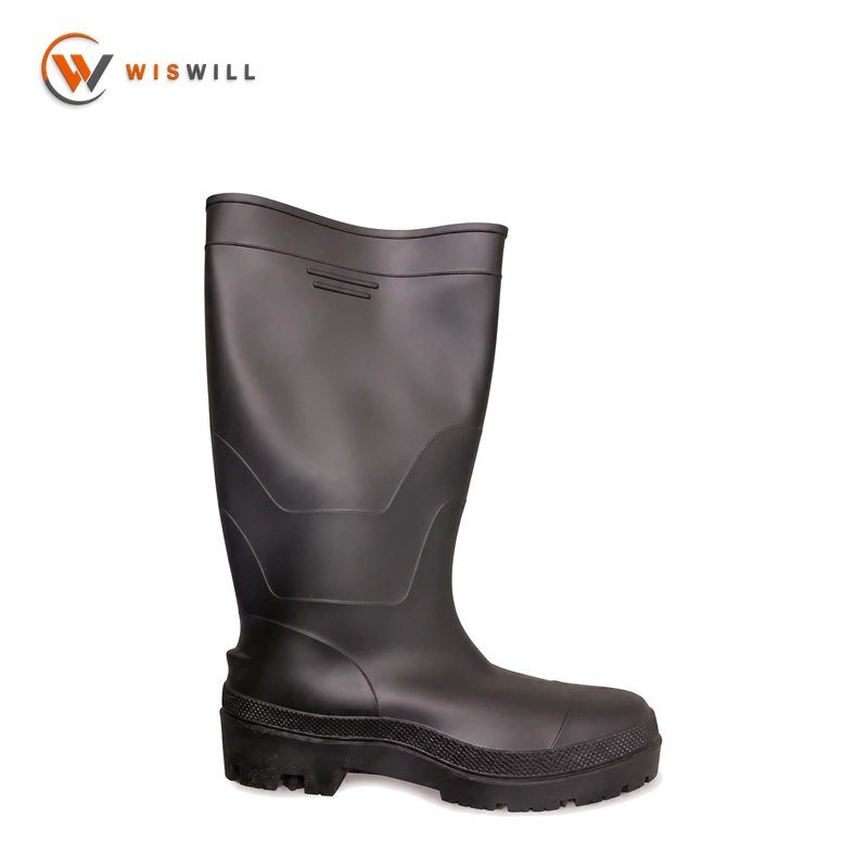 Matte Black Upper with Black Sole Steel Toe Rain Boots