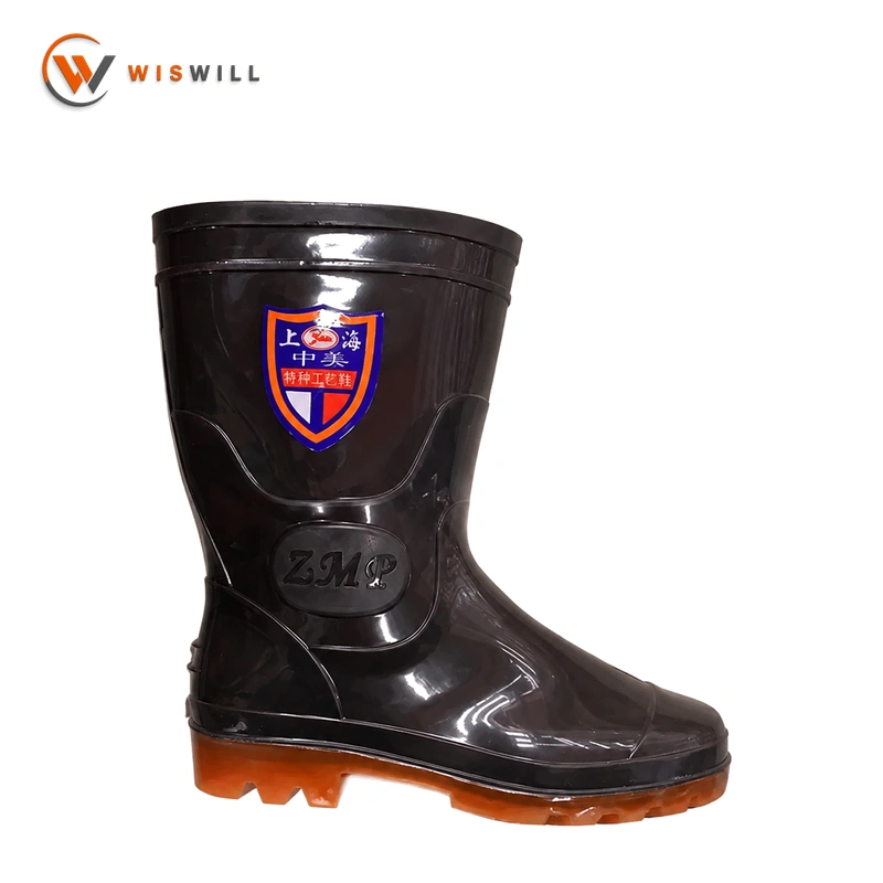 Shiny Black Upper with Black Sole Rain Boots