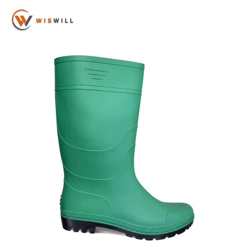 Green Upper with Black Sole Steel Toe Rain Boots
