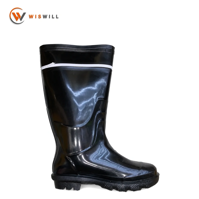 Shiny Black Upper with Black Sole Rain Boots