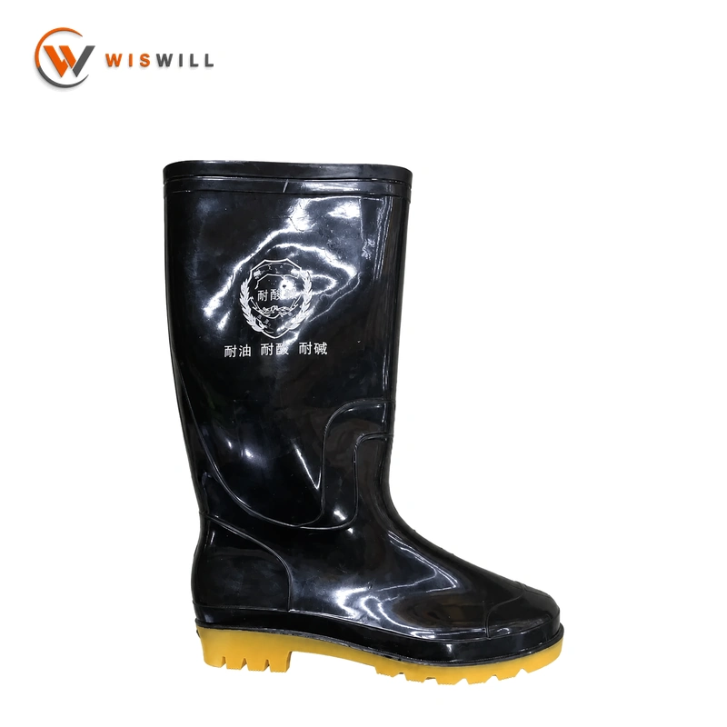 Yellow Upper with Black Sole Steel Toe Rain Boots