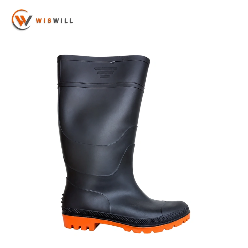 Matte Black Upper with Orange Sole Rain Boots