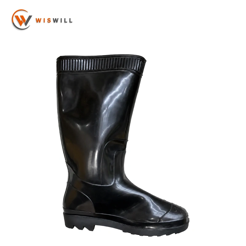 Shiny Black Upper with Black Sole Rain Boots