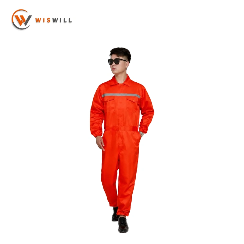 polyester coverall work clothes shine blue/orange/navy blue